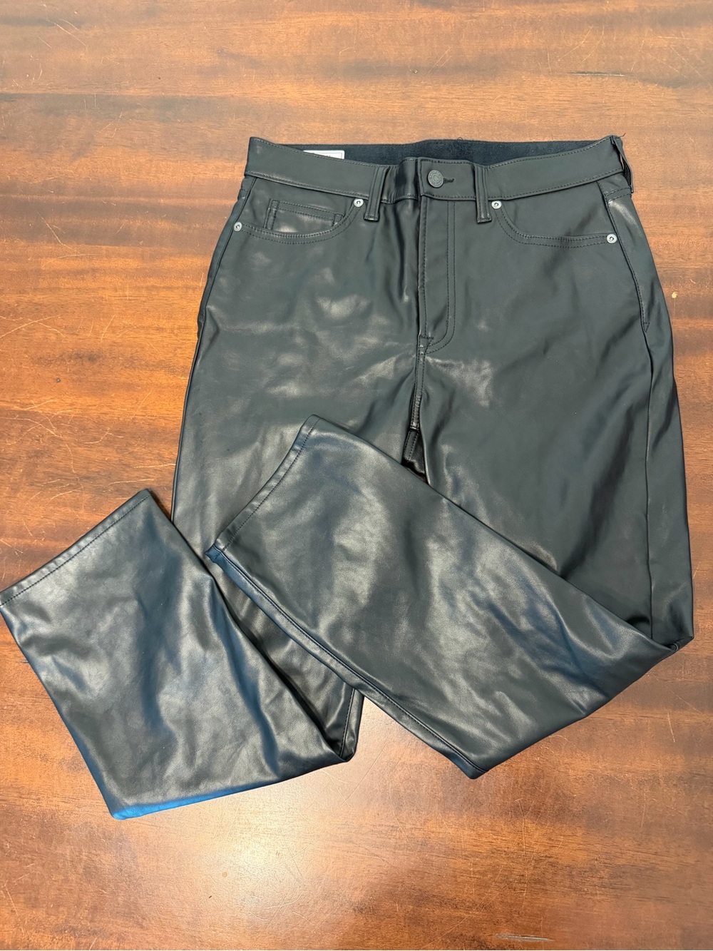 Women’s black Faux Leather Jeans - Sleek Casual Style